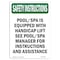Signmission OSHA INSTRUCTIONS, 10" Height, Rigid Plastic, 10" x 7", Portrait, Pool Spa Is Equipped OS-SI-P-710-V-11482 - alternate 1